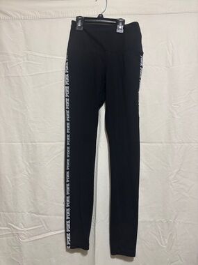 PINK Victoria's Secret Black High-Waist Leggings with Side Logo Tape